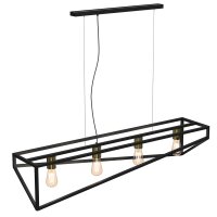 Lange Pendelleuchte Schwarz Gold E27 100 cm Industrial