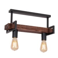 Plafonnier industriel métal bois L:45 cm E27...