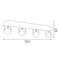Spot de plafond flexible bois métal noir 4 flammes