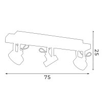 Deckenspot Holz Metall Schwarz L:75 cm GU10 verstellbar