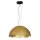 Gro&szlig;e H&auml;ngelampe Stoff E27 in Gold &Oslash;60 cm rund elegant