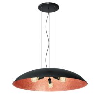Grande lampe à suspendre tissu E27 noir cuivre...