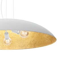 Grande lampe à suspendre tissu E27 blanc or...