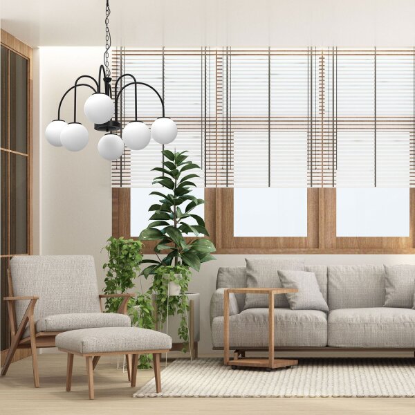 Lampe à suspendre 6 flammes verre métal Ø65 cm E14 confortable