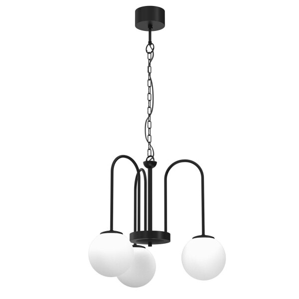 Suspension 3 flammes verre métal E14 Ø51 cm rond