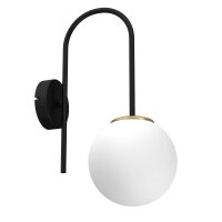 Applique M&eacute;tal Verre Noir Blanc Laiton E14 Boule