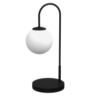 Lampe de chevet m&eacute;tal verre E14 52 cm noir blanc