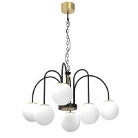 Suspension ronde en laiton noir blanc E14 &Oslash;65 cm