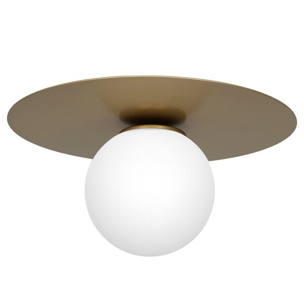 Plafonnier verre métal or Ø35 cm rond E14 faible éblouissement