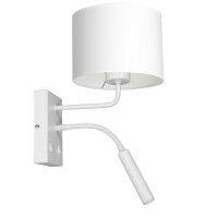 Wandlampe Wei&szlig; Stoff Lesearm E27 G9 H:38 cm blendarm