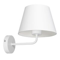 Wandlampe Wei&szlig; Stoffschirm Metall E27 H:24 cm konisch