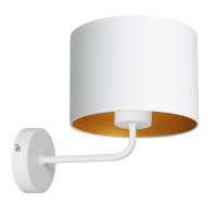 Wandlampe Wei&szlig; Gold Stoff Metall E27 H:24 cm blendarm