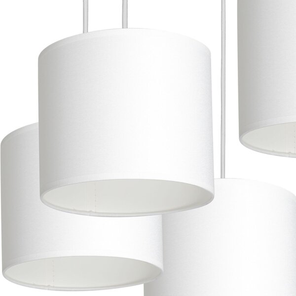 Hängelampe Weiß Stoff Metall B:58 cm 5-flmg blendarm