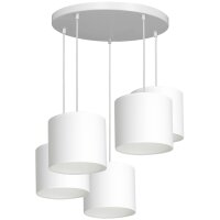 H&auml;ngelampe Wei&szlig; Stoff Metall B:58 cm 5-flmg...