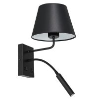 Wandleuchte Schwarz Wei&szlig; Stoff Lesearm E27 G9 konisch