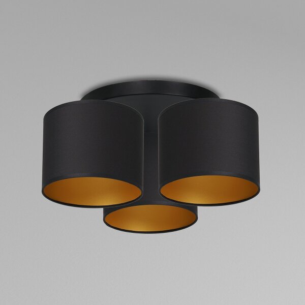 Deckenlampe Stoff Metall Schwarz Gold Ø45 cm blendarm