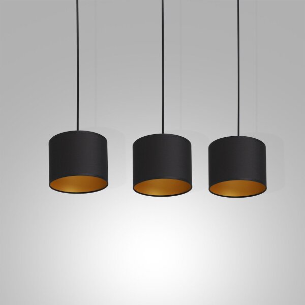 Hängelampe Schwarz Gold Stoff Metall L:75 cm blendarm