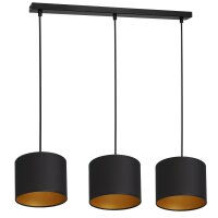 H&auml;ngelampe Schwarz Gold Stoff Metall L:75 cm blendarm