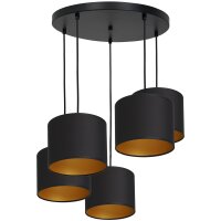 Blendarme H&auml;ngelampe Schwarz Gold Stoff Metall 5-flmg