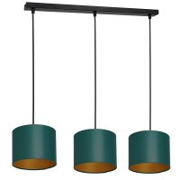 H&auml;ngelampe Petrol Gold Stoff Metall E27 75 cm blendarm