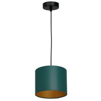 H&auml;ngelampe Stoff Metall Petrol Gold L:18 cm...
