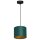 H&auml;ngelampe Stoff Metall Petrol Gold L:18 cm gem&uuml;tlich