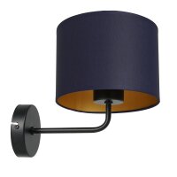 Wandlampe Blau Gold Stoff Metall B:18 cm E27 gem&uuml;tlich