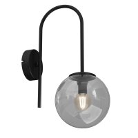 Applique M&eacute;tal Verre Noir Gris Fum&eacute; Laiton E14