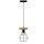 Lampe &agrave; suspendre industrielle m&eacute;tal bois noir naturel E27