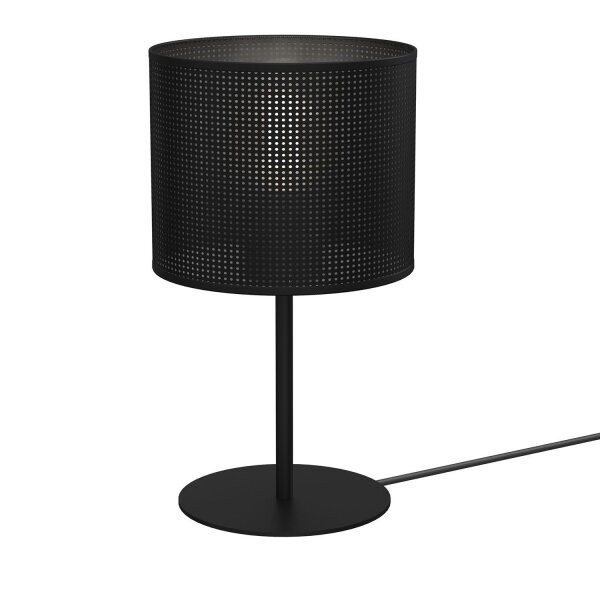 Lampe de table ronde en métal E27 34 cm de haut en noir