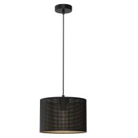 H&auml;ngelampe Metall in Schwarz Gold &Oslash;25 cm rund E27 Loft