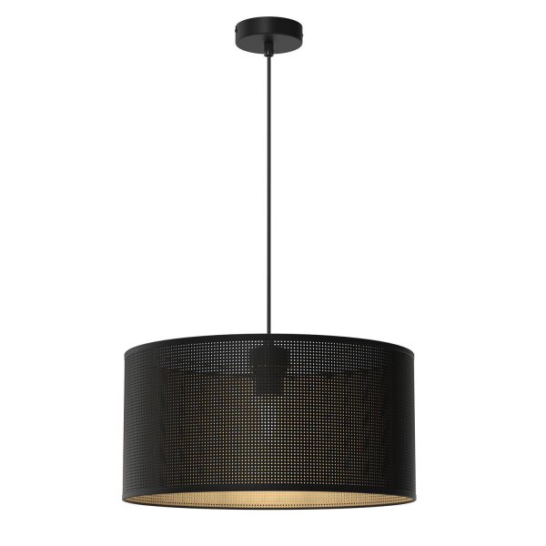 Loft Hängelampe in Schwarz Gold E27 Ø40 cm rund Metall