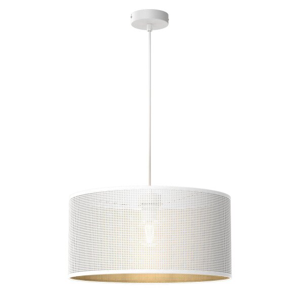 Loft Hängelampe in Weiß Gold E27 Ø40 cm rund Metall