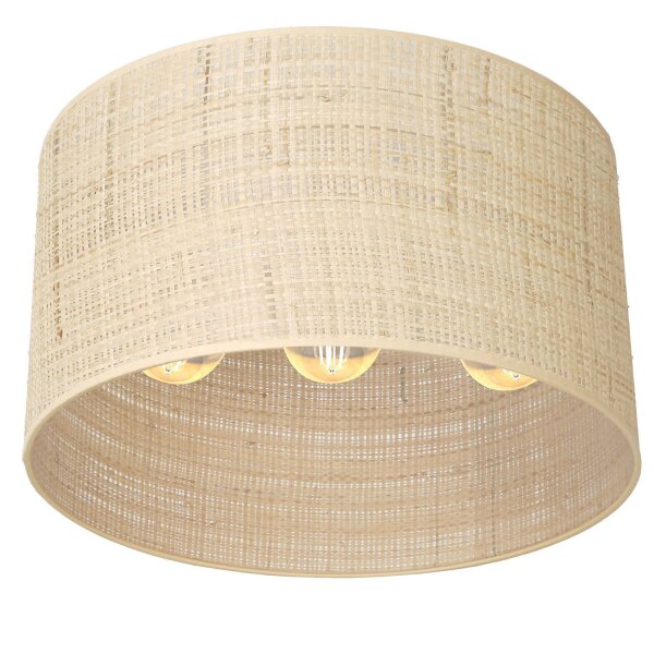 Lampe de plafond rotin métal Ø40 cm E27 Loft noir naturel