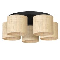 Deckenleuchte Rattan Metall Ø58 cm Loft Schwarz Natur