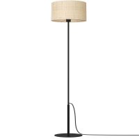 Kleine Stehleuchte Schwarz Natur 150 cm Rattan Metall