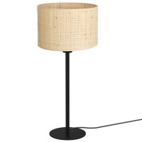 Nachttischleuchte Metall Rattan E27 56 cm Schwarz Natur