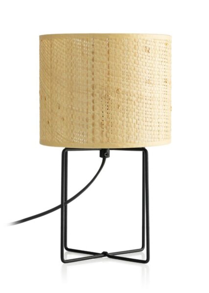Lampe de chevet métal rotin E27 31 cm décoratif