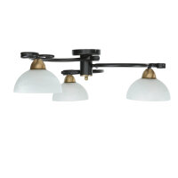 Deckenlampe Glas Metall Schwarz Weiß Messing 3-flammig