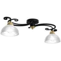 Lampe de plafond verre métal noir blanc laiton E27...
