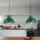 Elégante lampe suspendue vert foncé or E27 85,5 cm