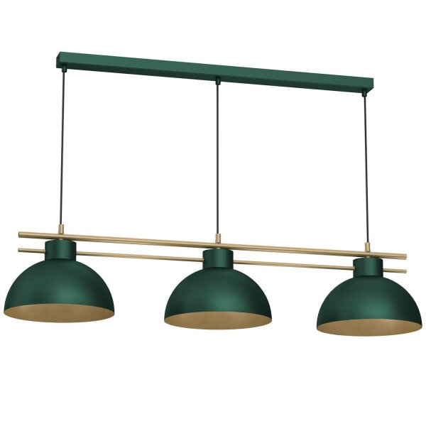 Elégante lampe à suspendre vert foncé or E27 115 cm de long
