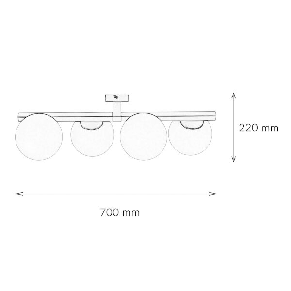 Deckenlampe Glas satiniert L:70 cm in Titanium Gold