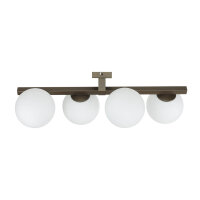 Plafonnier verre satiné L:70 cm en titane or
