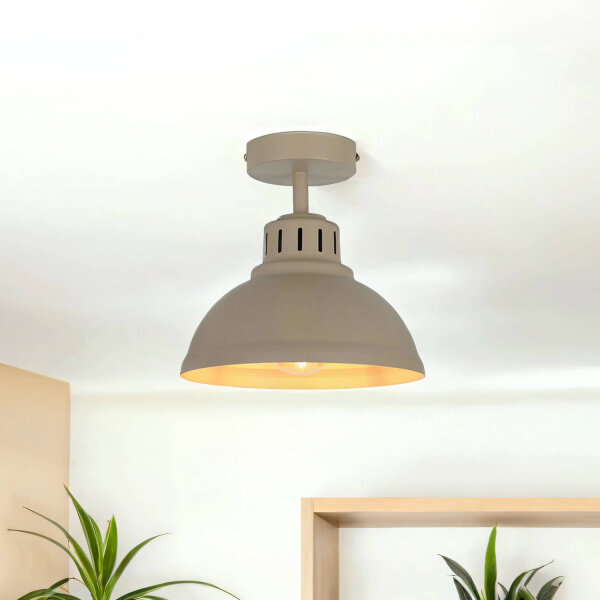 Loft Deckenlampe Metall Beige H:23 cm E27 dekorativ