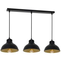 Loft Lampe &agrave; suspendre Noir Or M&eacute;tal 3-flmg...