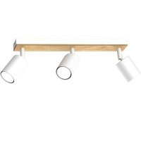 Spot de plafond flexible bois métal blanc naturel...