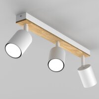 Spot de plafond flexible bois métal blanc naturel...