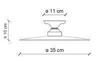Deckenlampe Metall Keramik D: 35 cm rund Weiß Schwarz