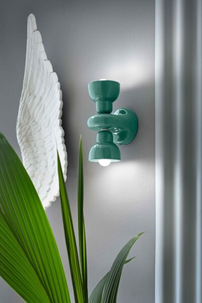 Applique murale céramique E14 Up Down H : 25,5 cm Turquoise
